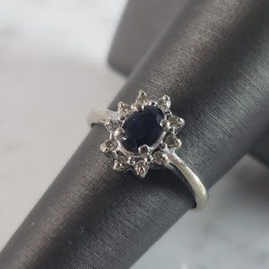 Womens Vintage Estate 10K Gold Sapphire & Diamond Ring 2.3g E2737